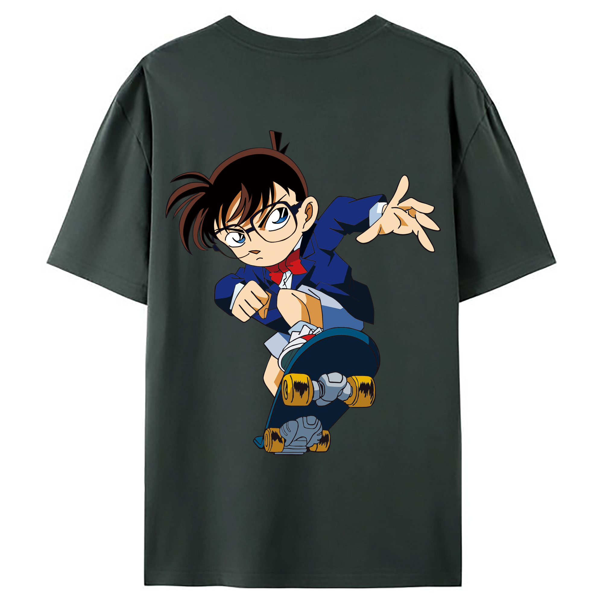 （画像用） 名探偵コナン 江戸川 コナン Detective Conan Conan Edogawa 綿100％ メンズ半袖Tシャツ（バックプリント） 通気性